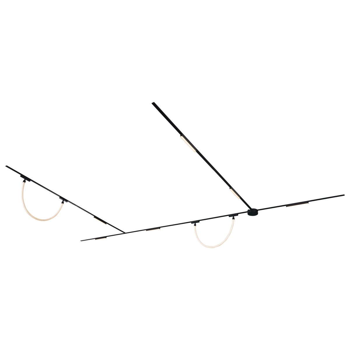 Railsysteem met 6 plafondlampen en 2 hanglampen zwart 1-fase - Magnetic Marra Tautau