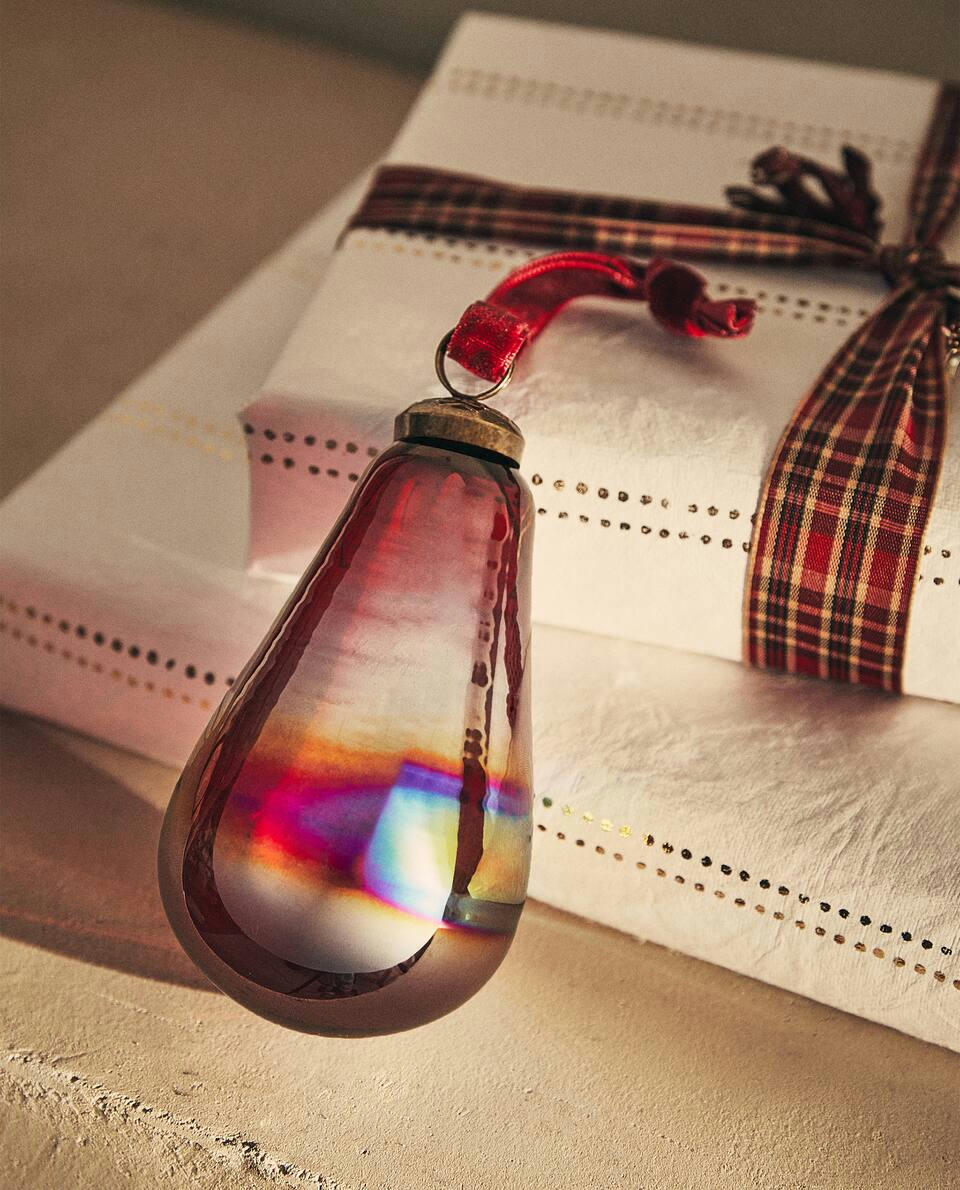 DECORAÇÃO DE NATAL EM FORMA DE PÊRA DE VIDRO