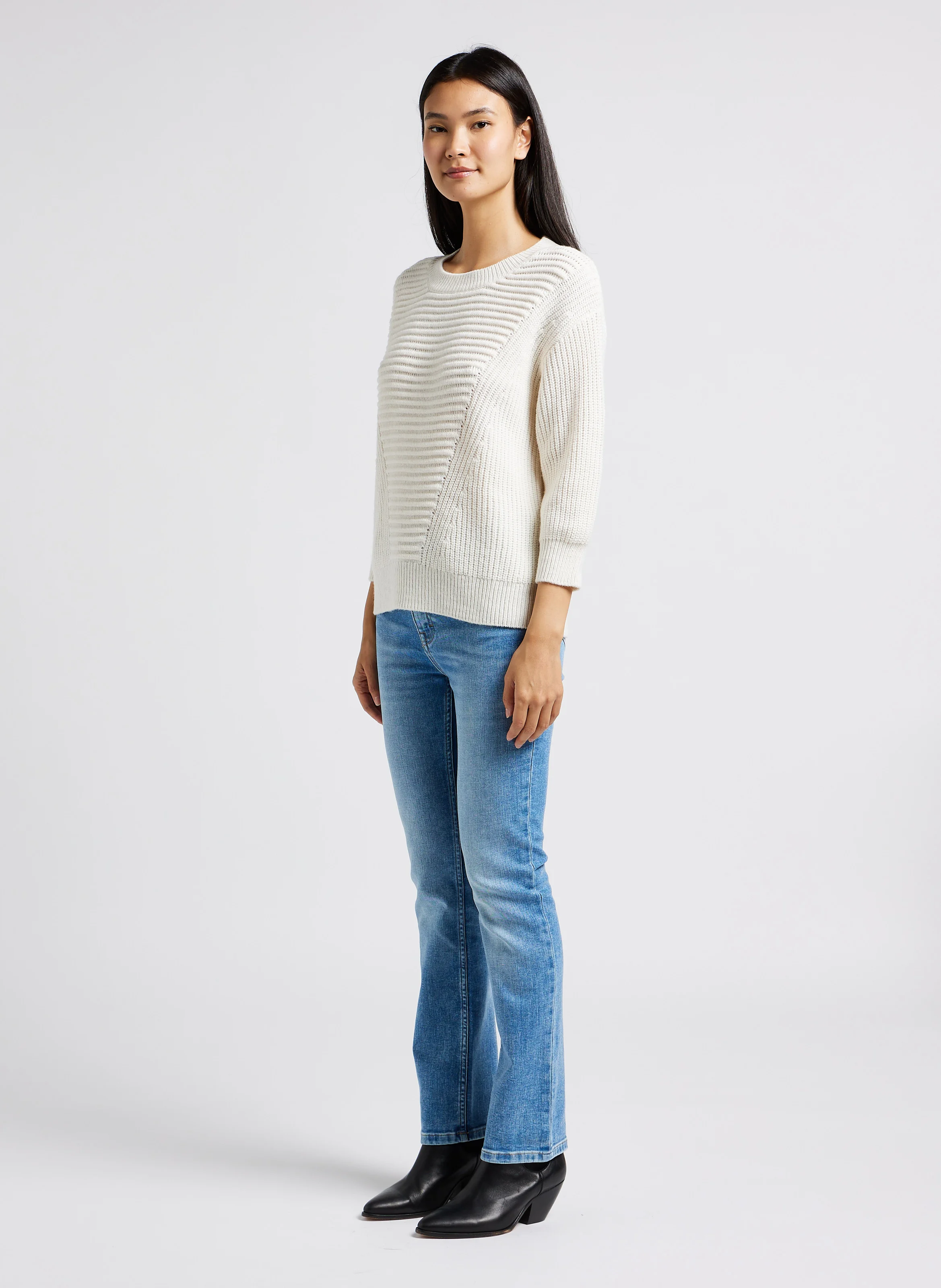 SONIA - Jean slim délavé en coton mélangé | Bleu