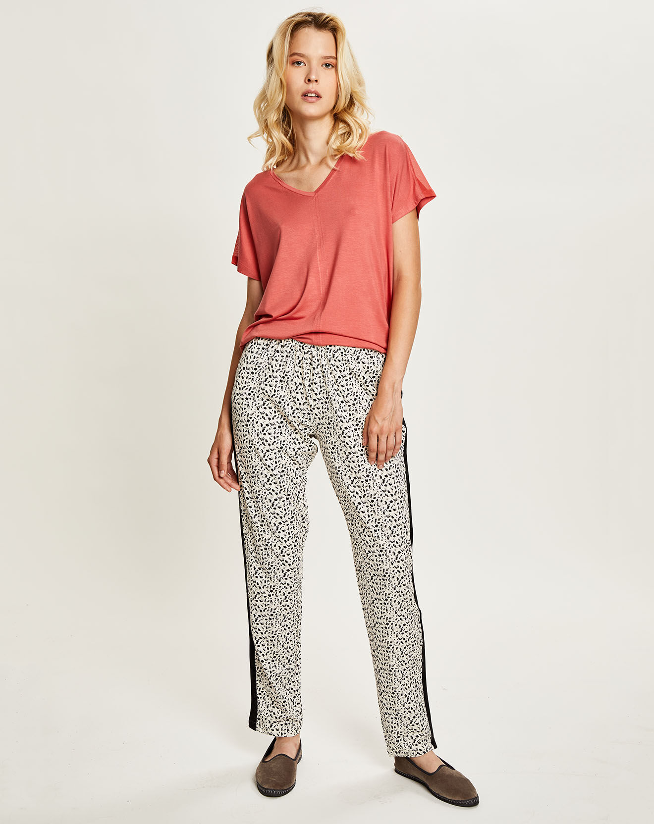 Femilet T-Shirt col V pêche