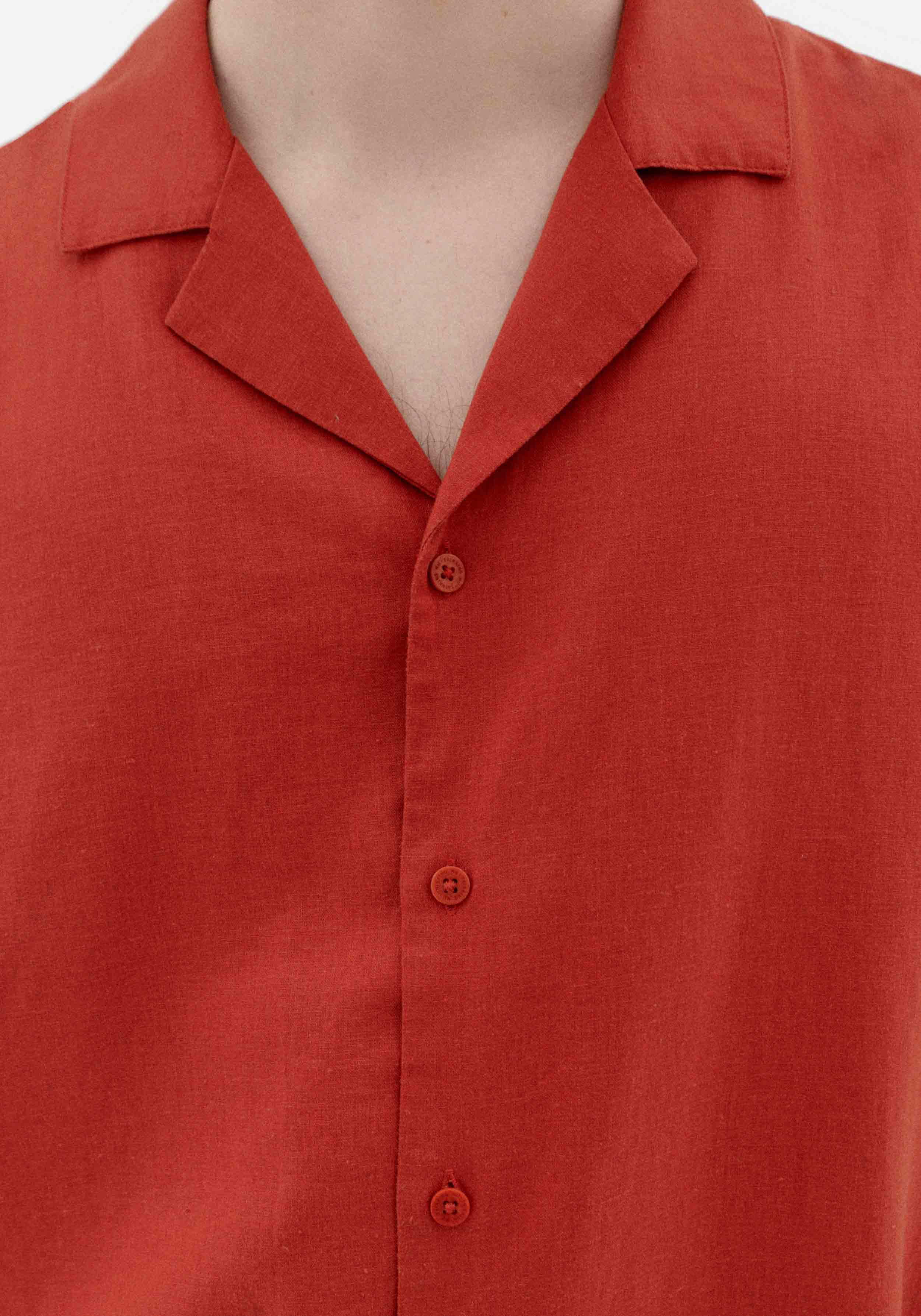 Thinking Mu Kurzarmhemd Jules Hemp Red Orange
