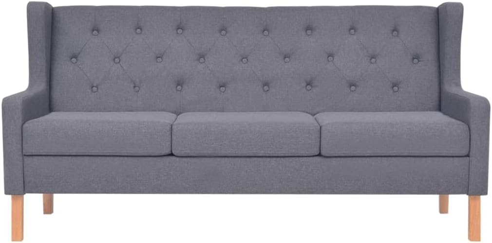 vidaXL Sofa 3-Sitzer Dreisitzer Stoffsofa Polstersofa Loungesofa Couch Polstermöbel Wohnzimmersofa Designsofa Stoff Grau Holzgestell