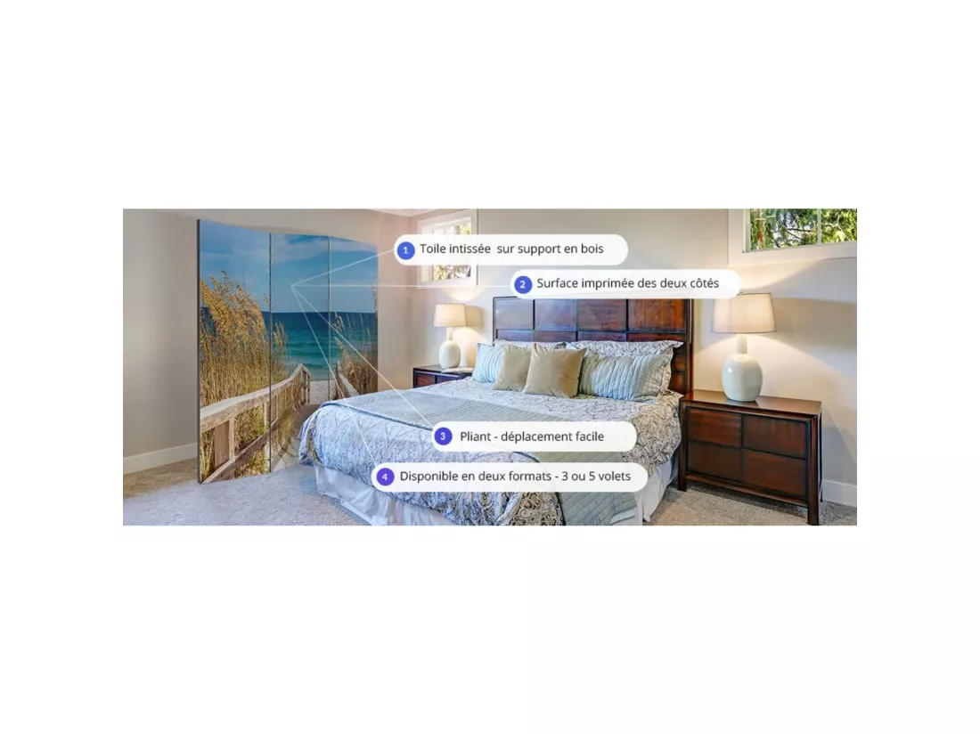 Paravent 5 Volets aux Couleurs Variées pour Déco Moderne