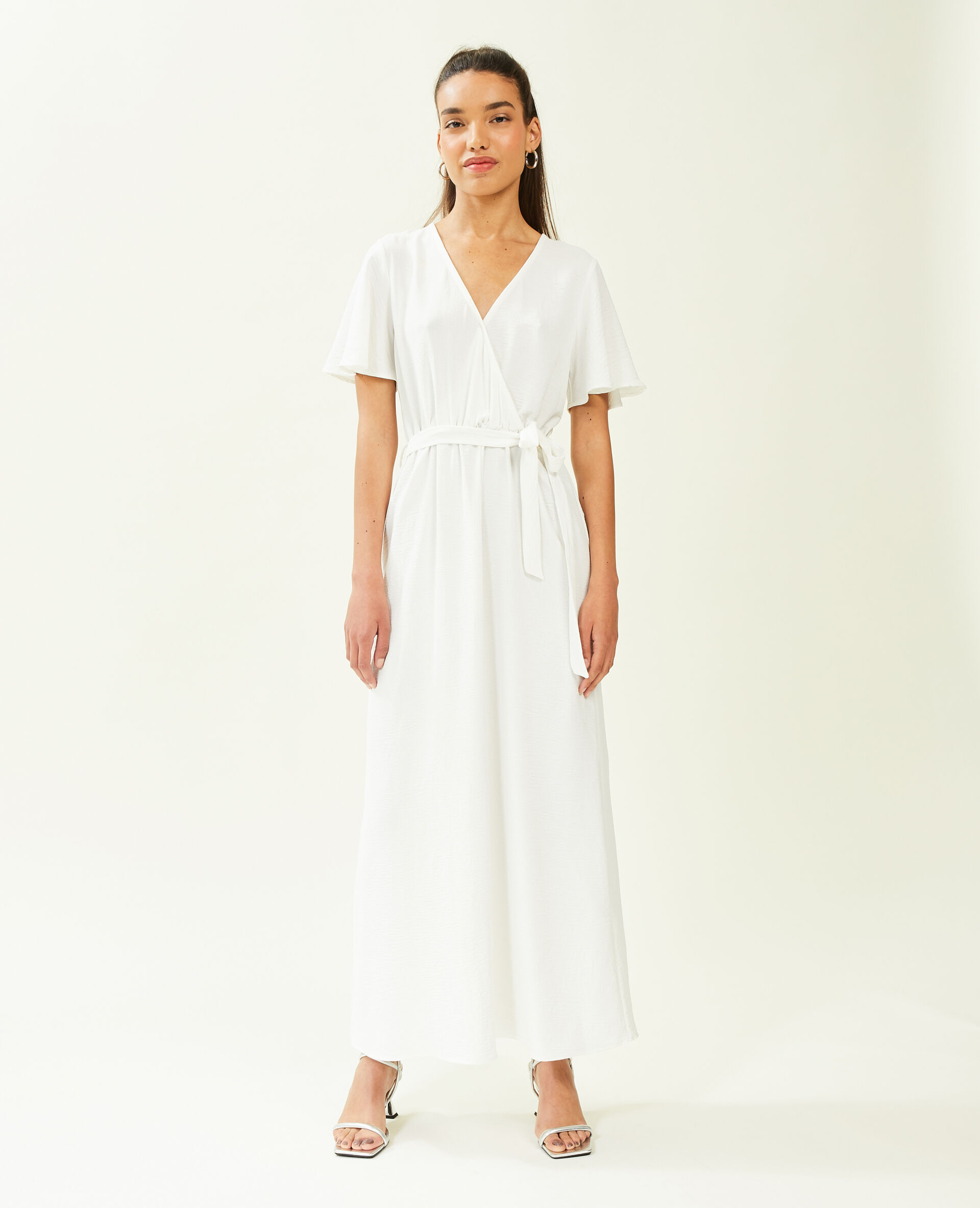 Robe longue à manches papillon - Blanc