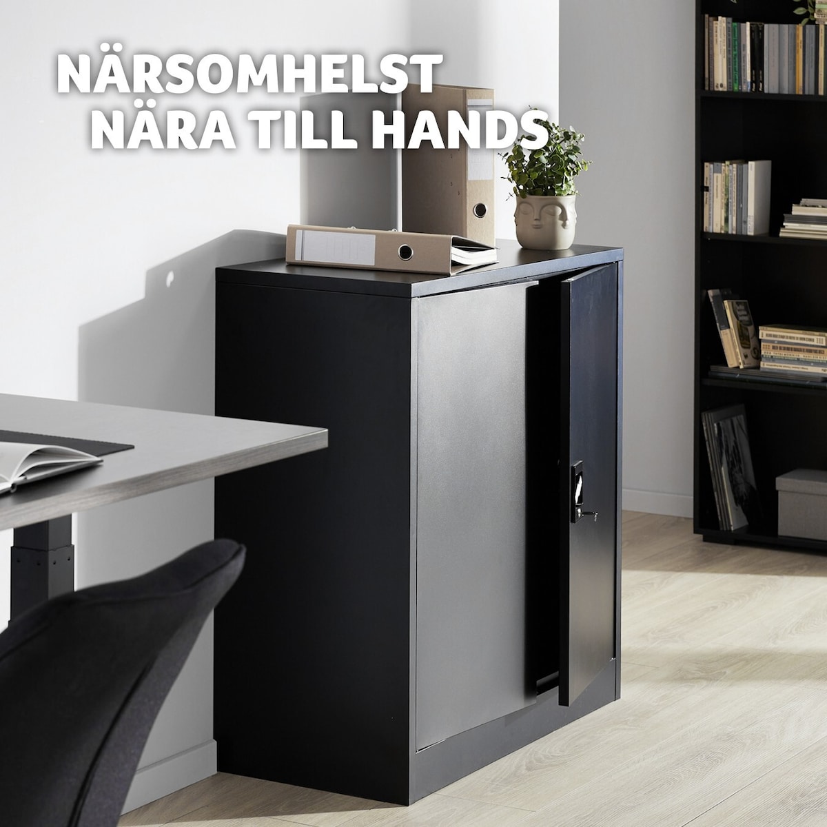 Arkivskap med 3 rom 90x40x90 cm - svart