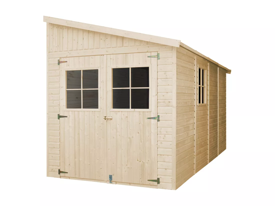 Abri de Jardin en Bois (avec paroi latérale) PLUS LES PLANCHERS IMPRÉGNÉ- 8 m2 - TIMBELA M340A+M340G