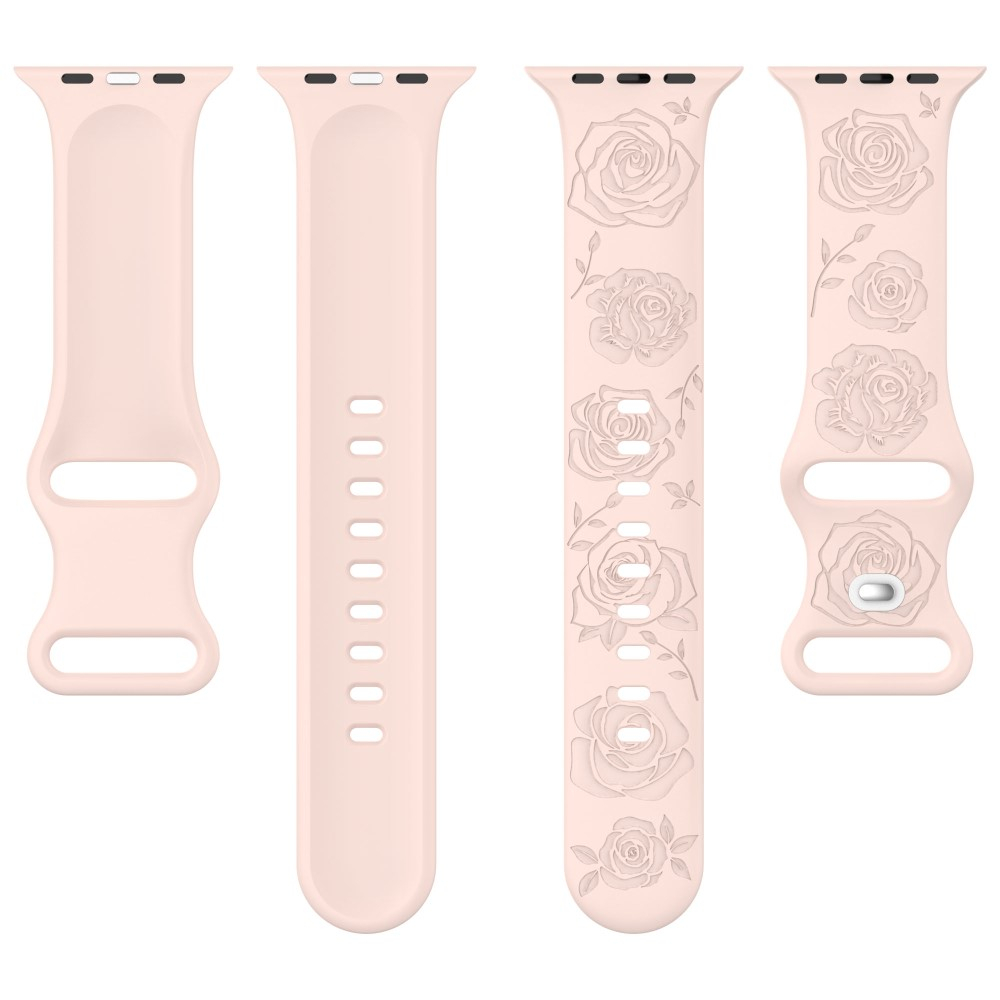 Apple Watch (49/46/45/44 mm) Silikon Armband mit Rosen-Muster (Gelenkumfang: 170 - 240 mm) - Rosa