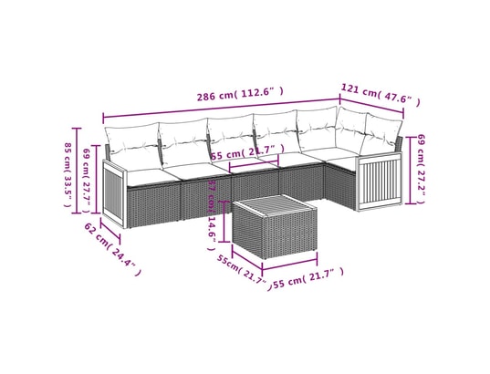 VIDAXL - Salon extérieur Salon de jardin avec coussins 7 pcs gris résine tressée
