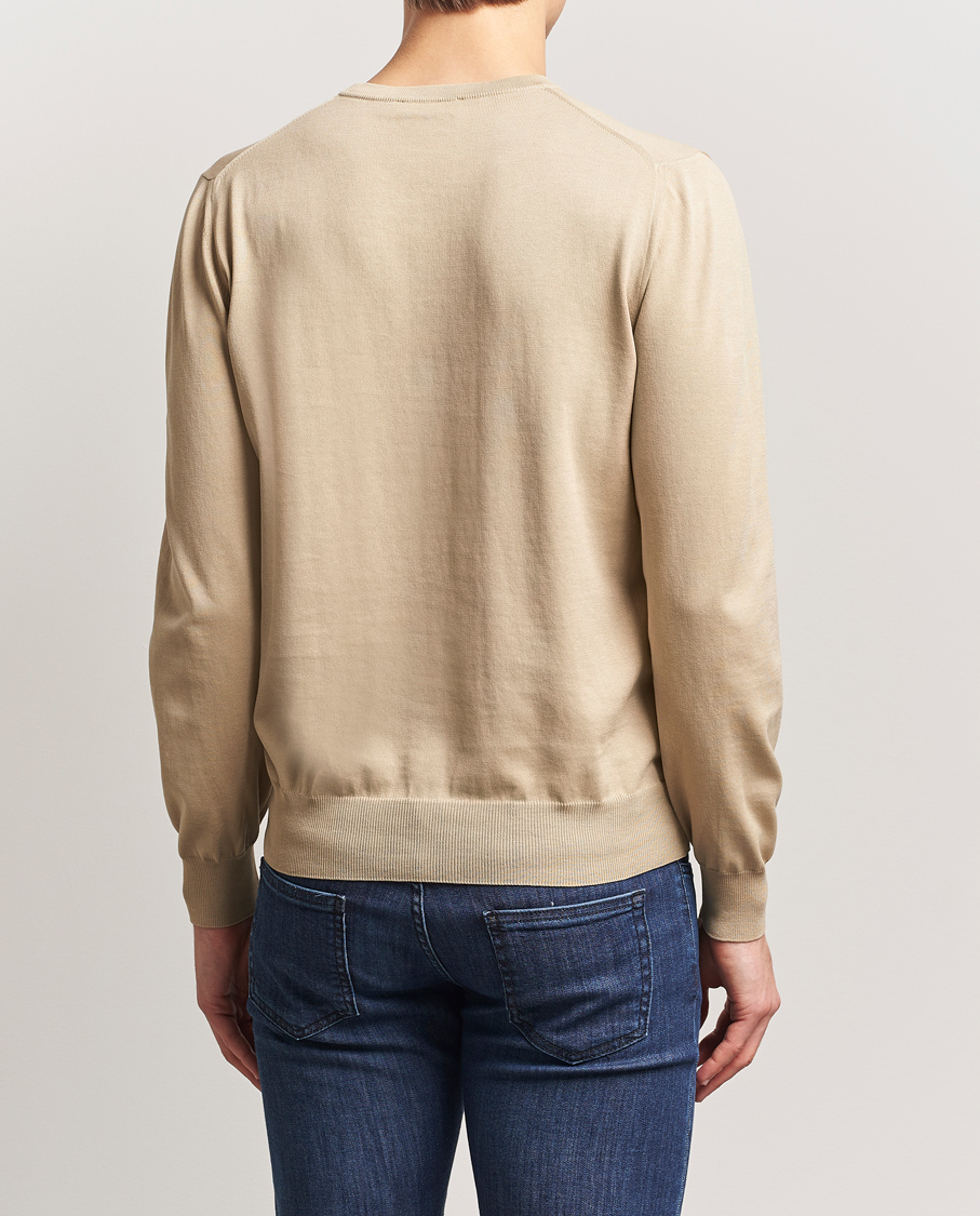 Canali Cotton Crew Neck Pullover Beige