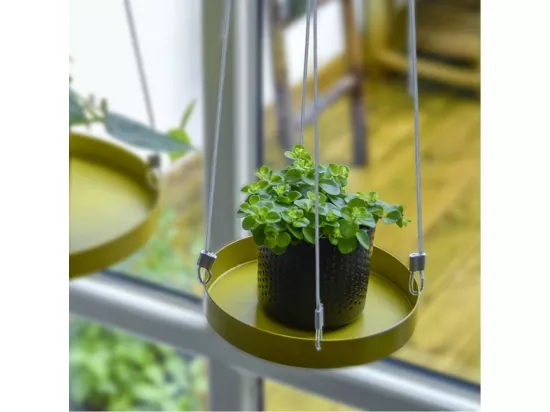 Support à plantes rond à suspendre doré Diamètre de 14 cm