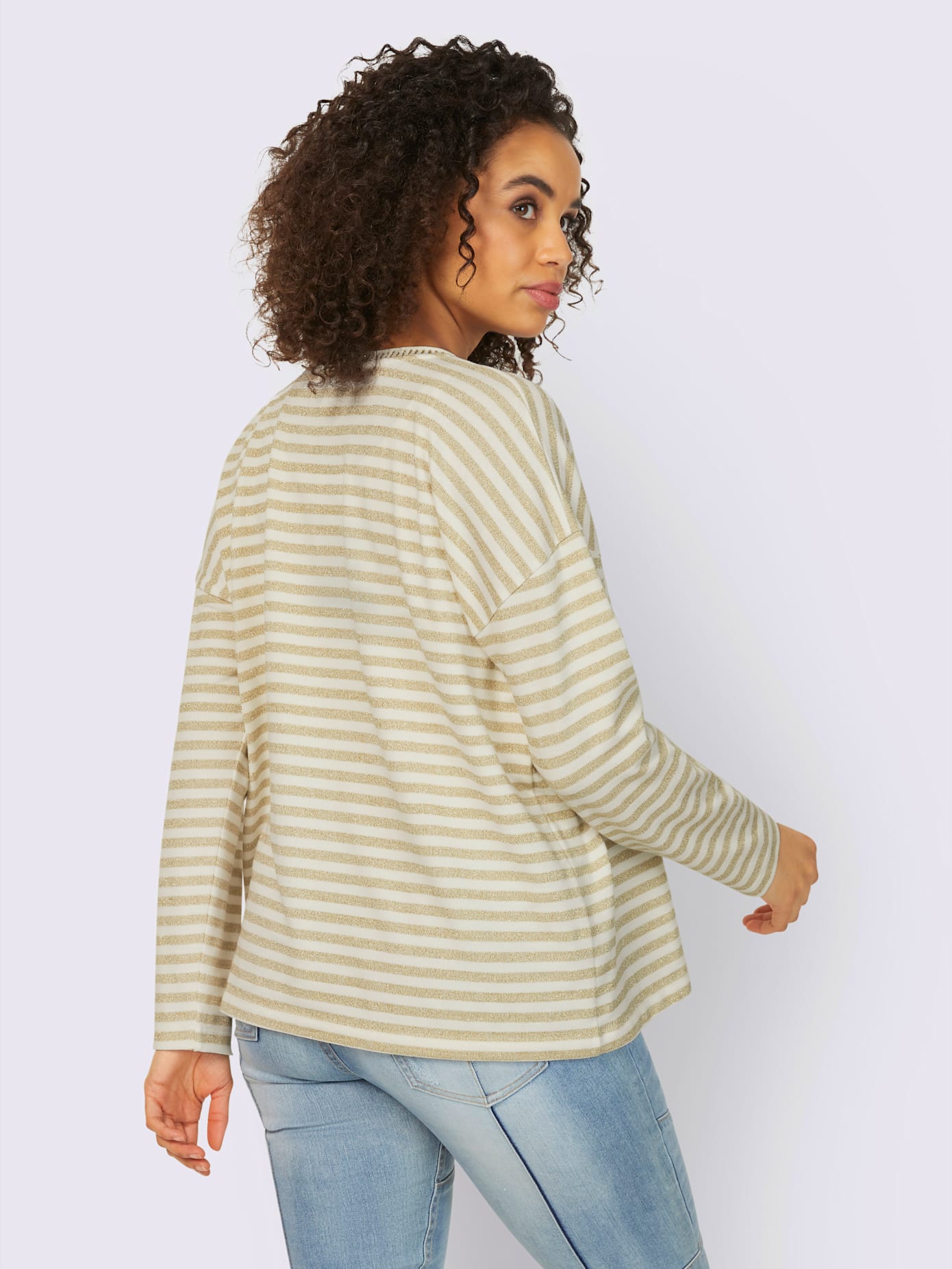 T-shirt rayé fil fantaisie couleur or