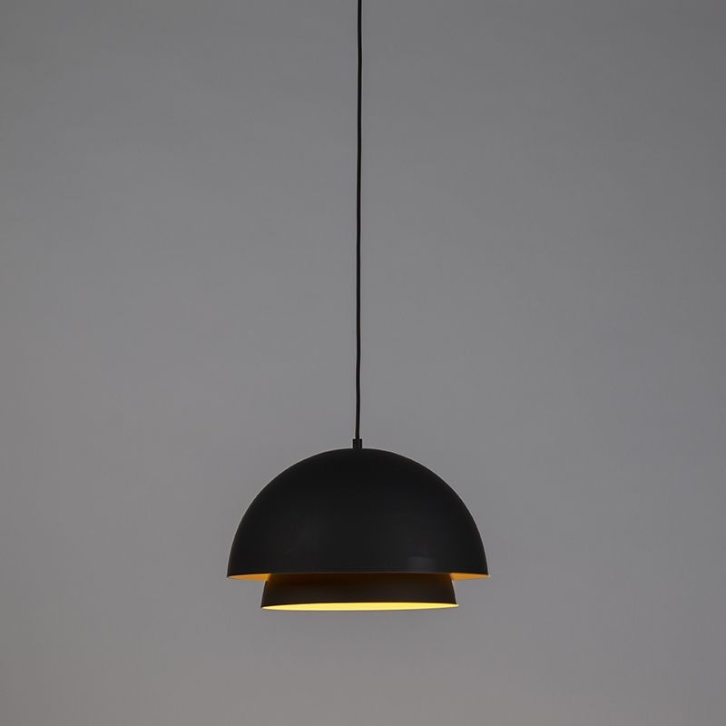 Scandinavische hanglamp zwart met wit 2-laags - Claudius