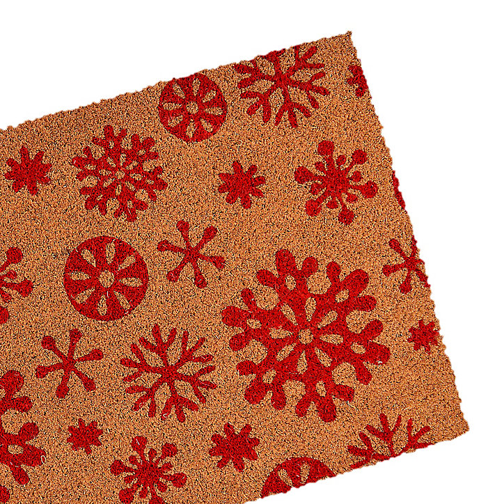 Paillasson de Noël en fibre de coco naturelle à motifs flocons de neige 40 x 60 cm GoodHome