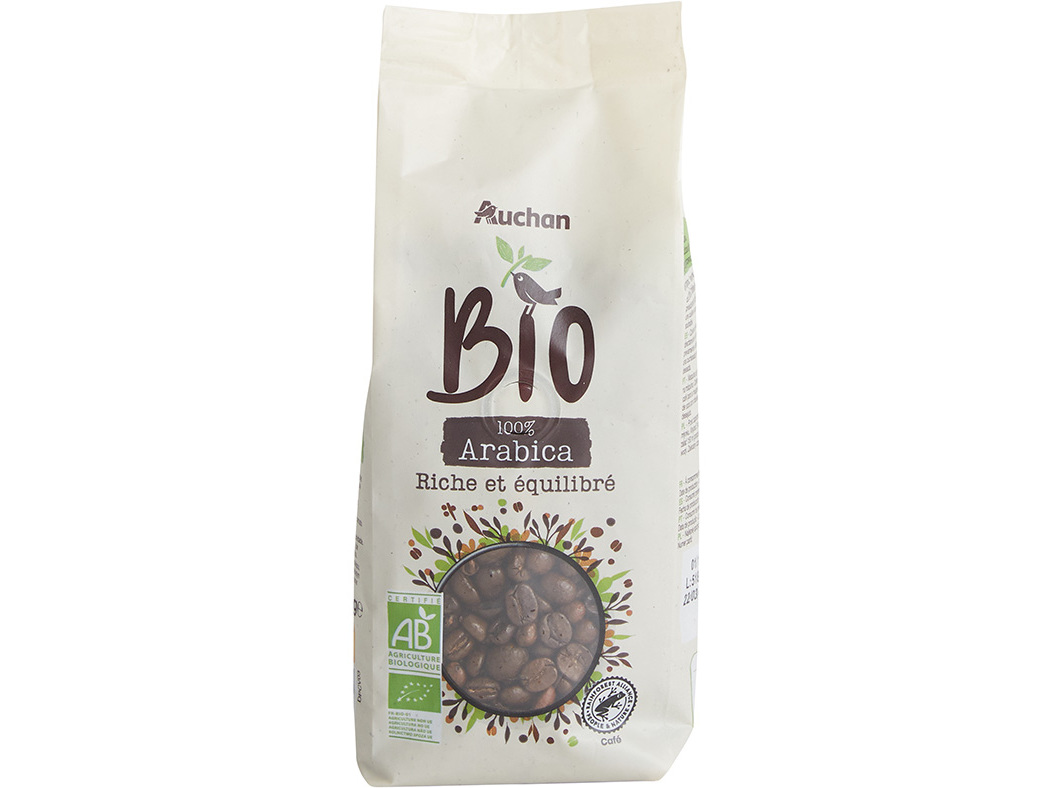 CAFÉ AUCHAN EM GRÃO BIO INTENSIDADE 8-10 250G