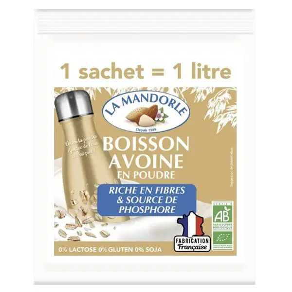 LA MANDORLE - Bebida de Aveia em Pó - 1 Sachê de 80g = 1L