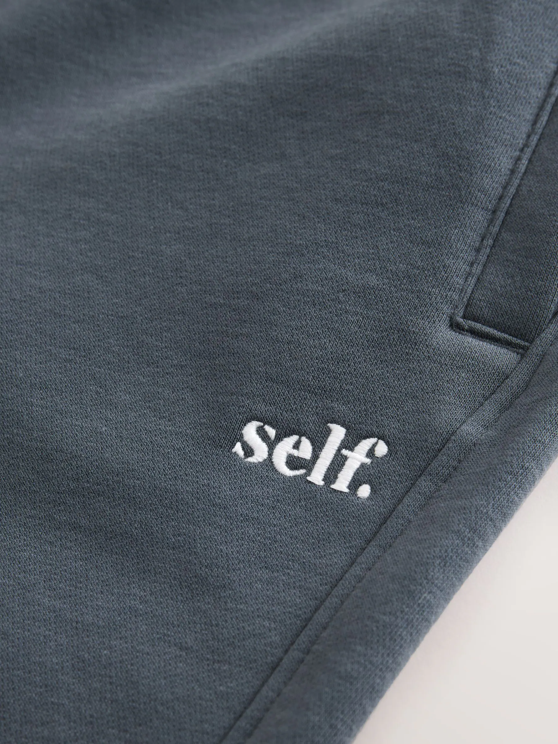 Blauw - Self. joggingbroek met boorden