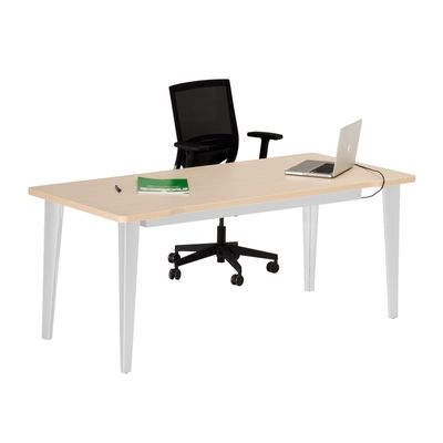 Bureau EVIDENCE - 160 cm - Pieds aluminium - Plateau imitation hêtre