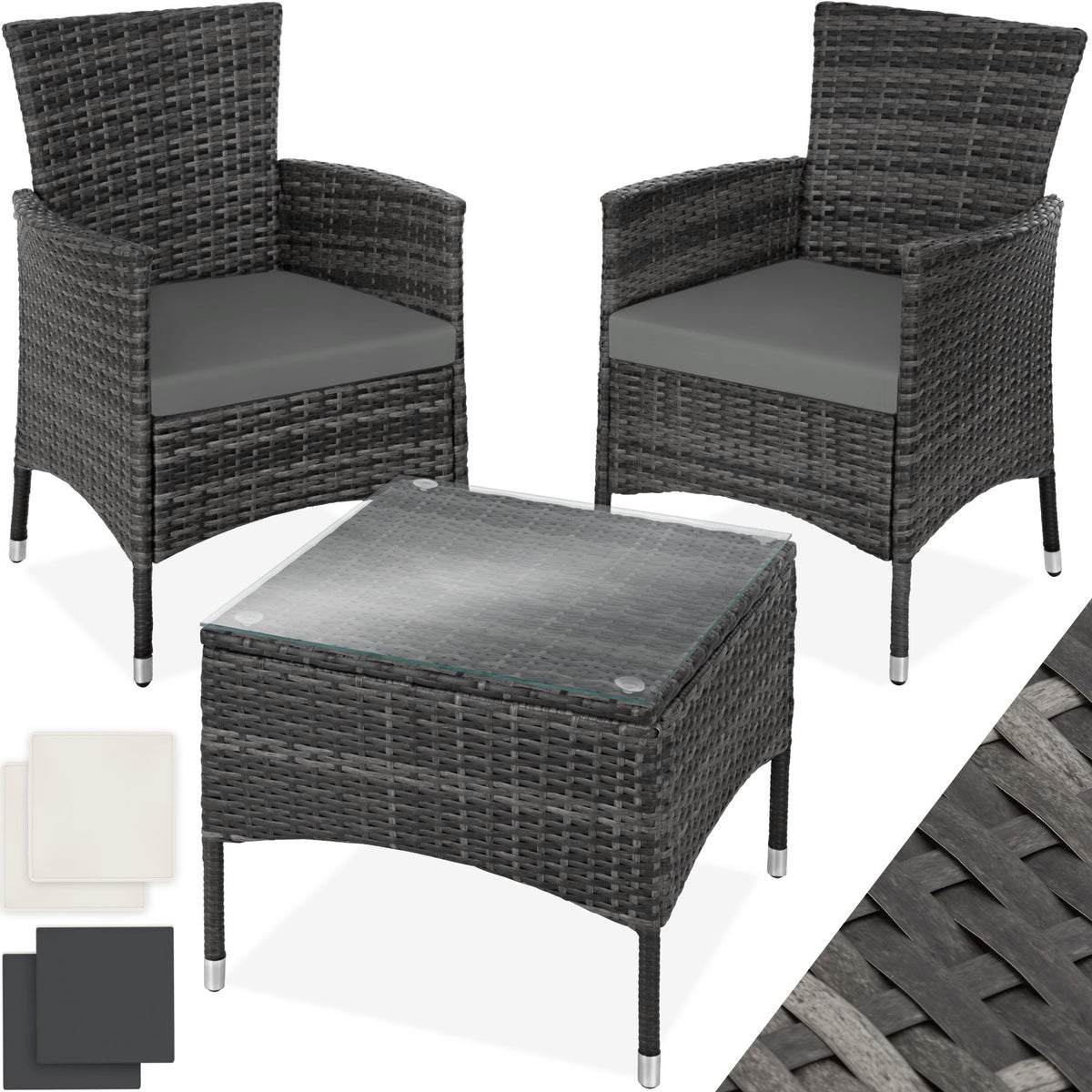 tectake Luzern rotanset voor 2 personen, 2 hoessets