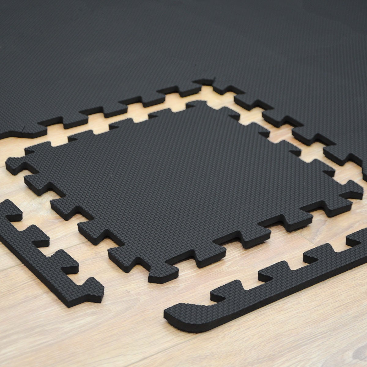 18x Fitness Vloerbeschermingsmat - 30x30 EVA Mat Sportvloermat voor de sportschool Zwart