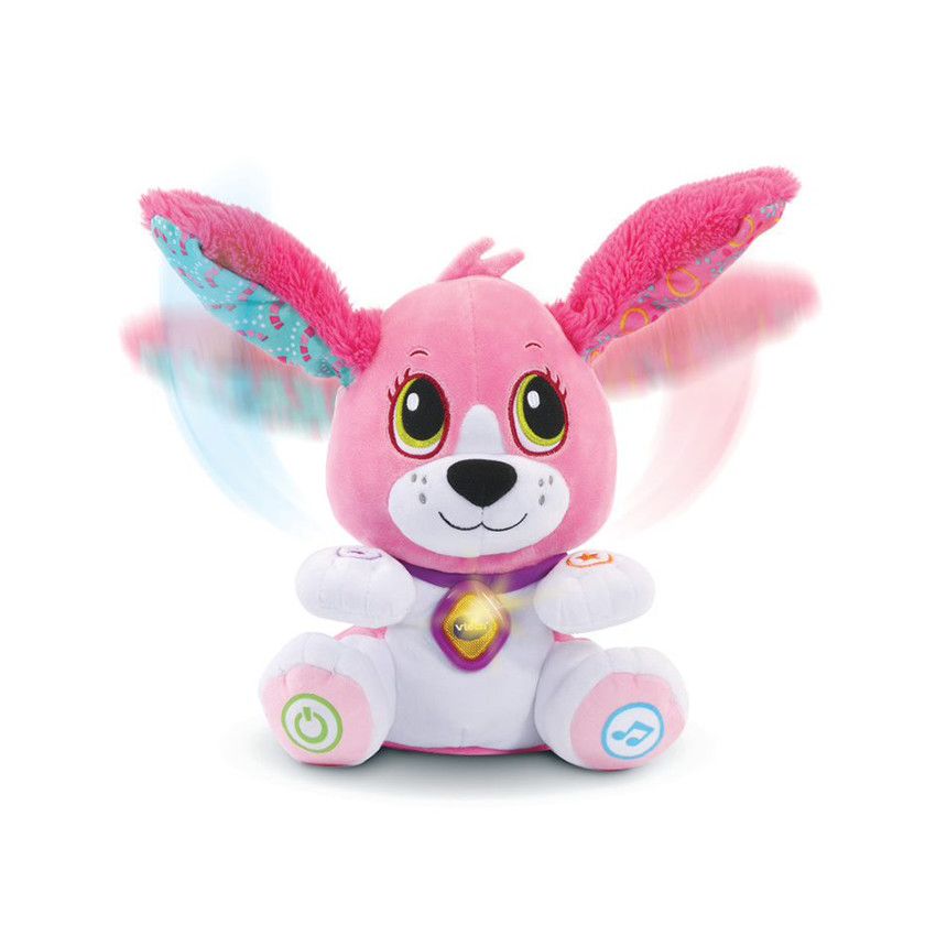 Peluche Toutou Parle avec Moi - Rose - Ecru