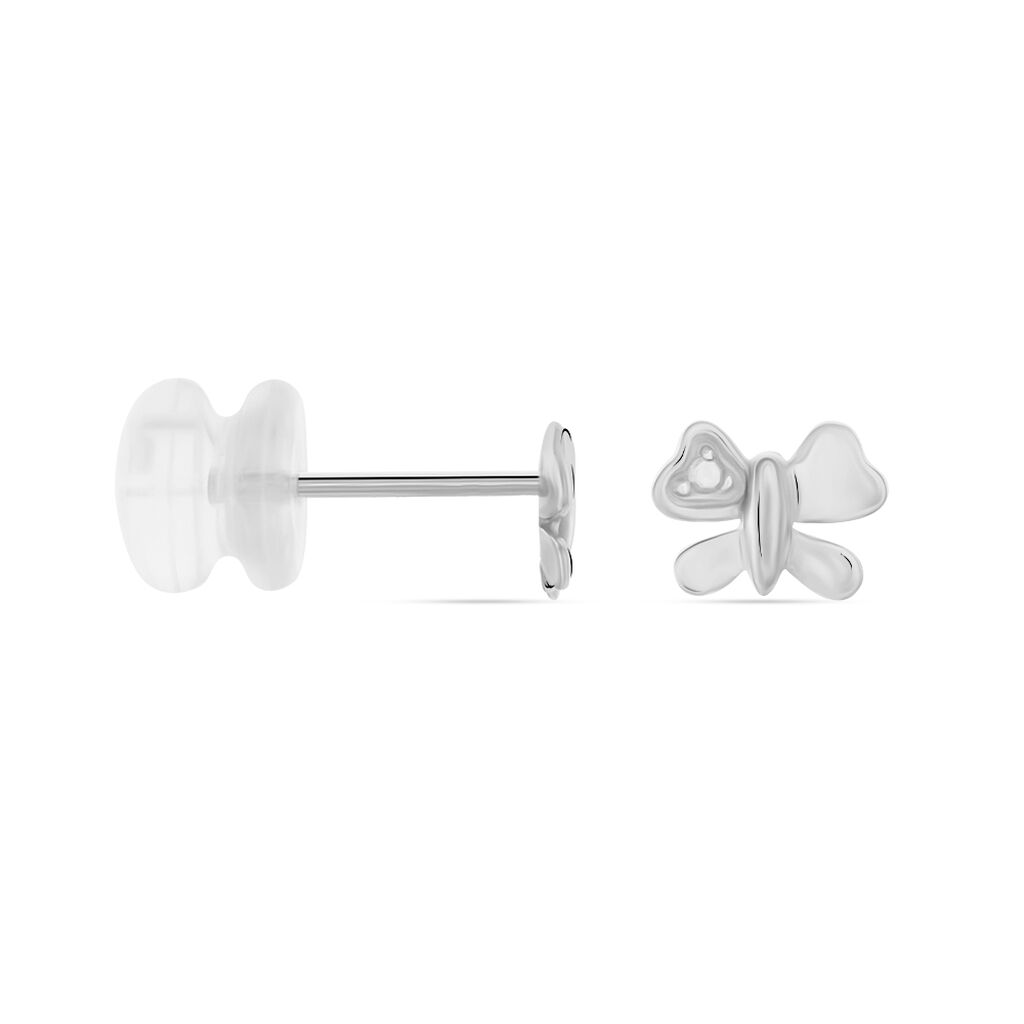 Boucles D'oreilles Puces Bartholomee Papillon Or Blanc