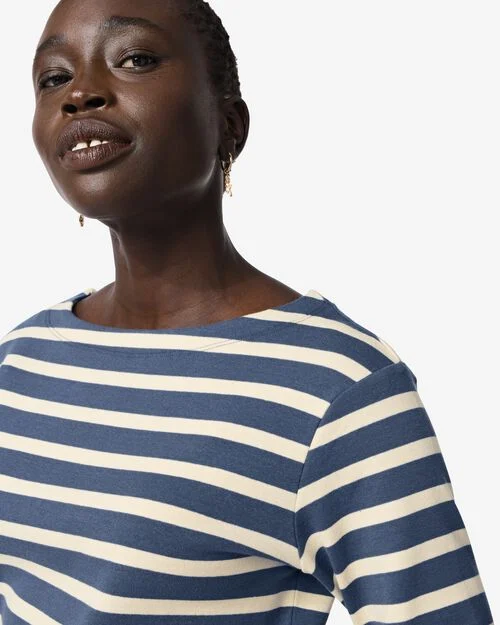 t-shirt femme col bateau bleu