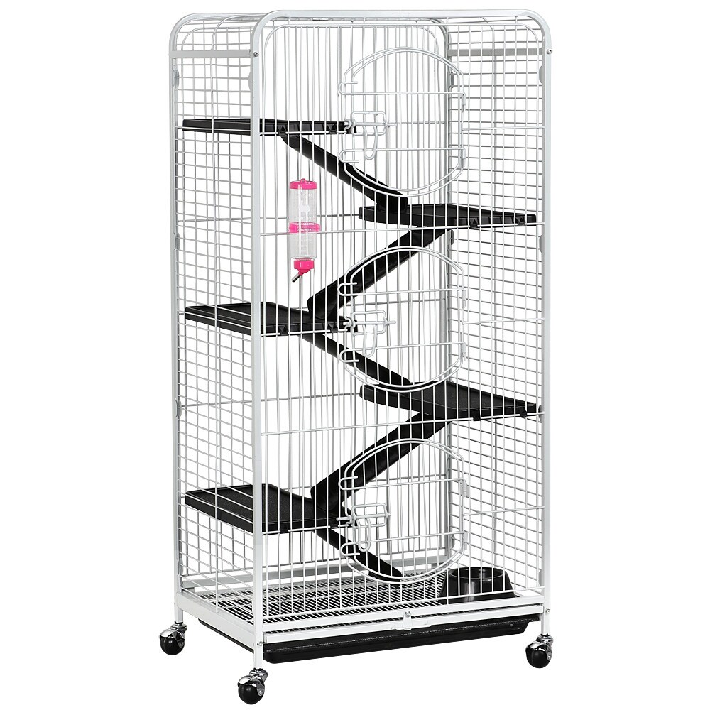 Yaheetech Nagerkäfig Nagervoliere Metall Hamsterkäfig Kleintierkäfig Käfig mit 3 Fronttür, Weiß