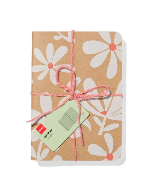 carnets A6 fleurs - 3 pièces