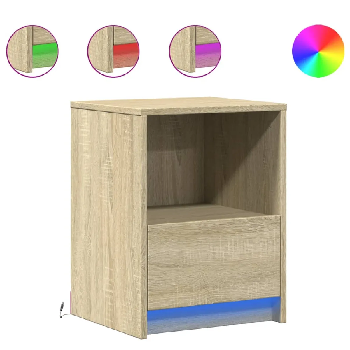 VIDAXL Armoire de Chevet avec LED