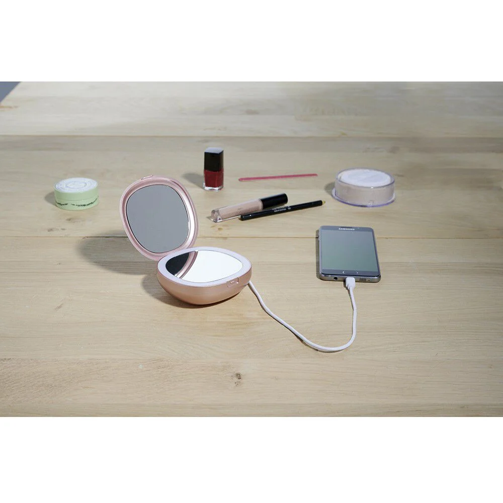 Miroir powerbank rond à led
