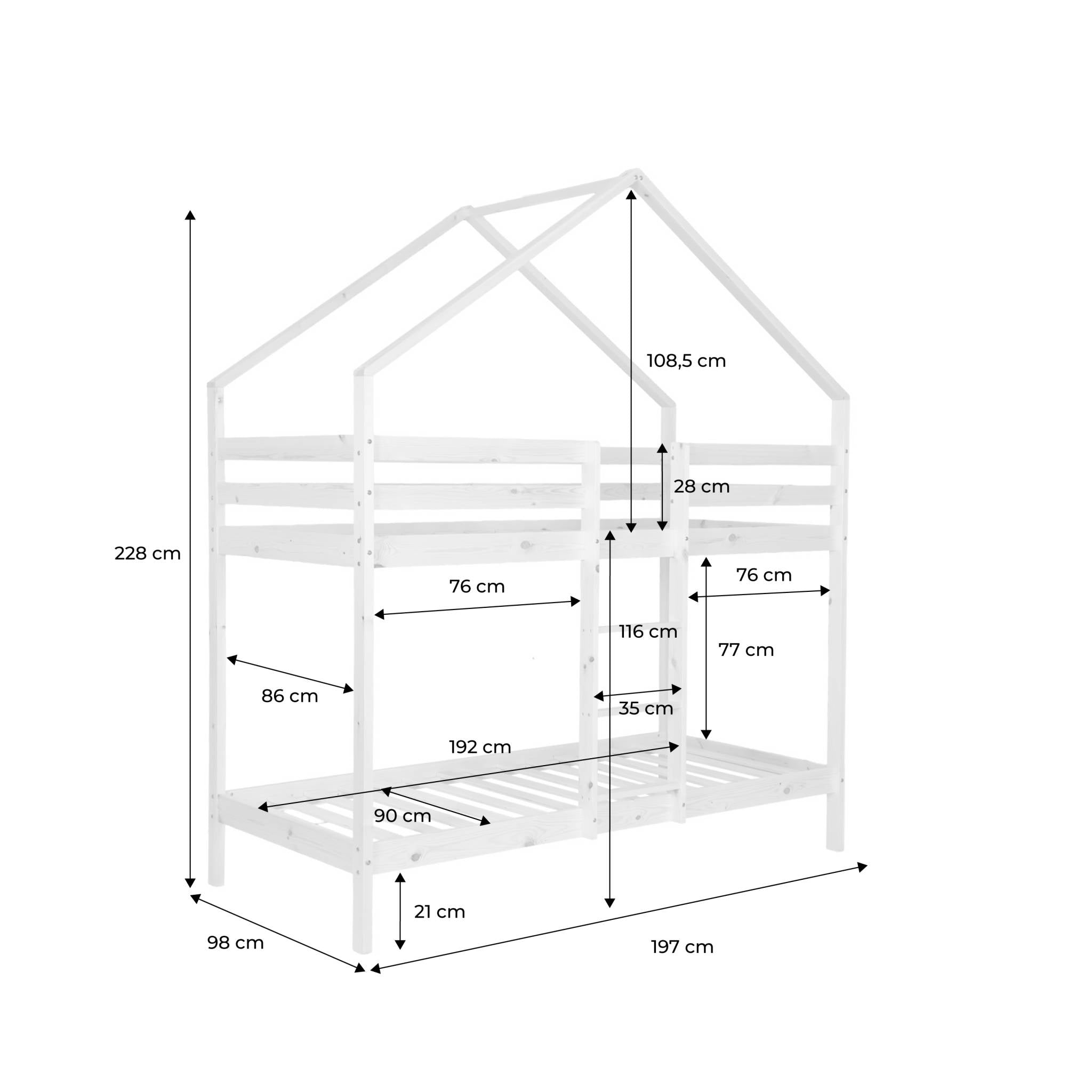 sweeek - Kinderstapelbed hut 90x190 cm
