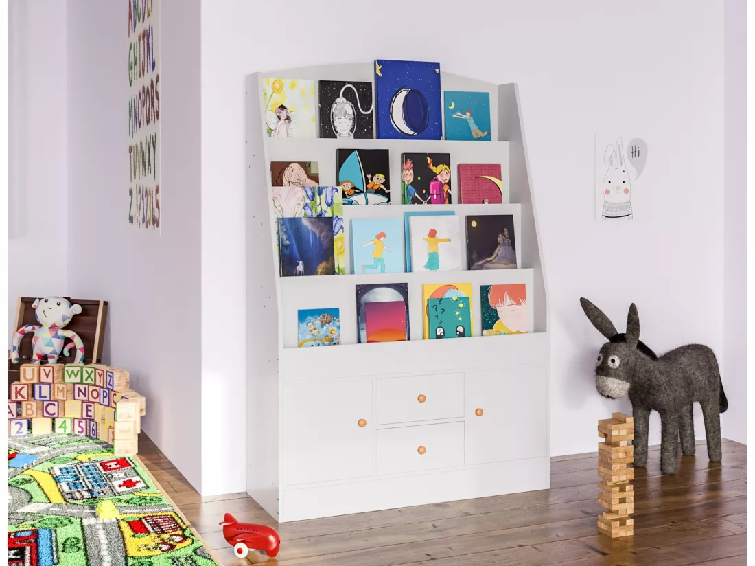 Étagère à livres - Bois - 80 x 30 x 123cm - Blanc - Luray