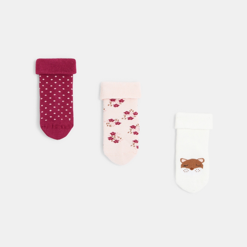 Chaussettes bouclettes fleuries (lot de 3) bébé fille