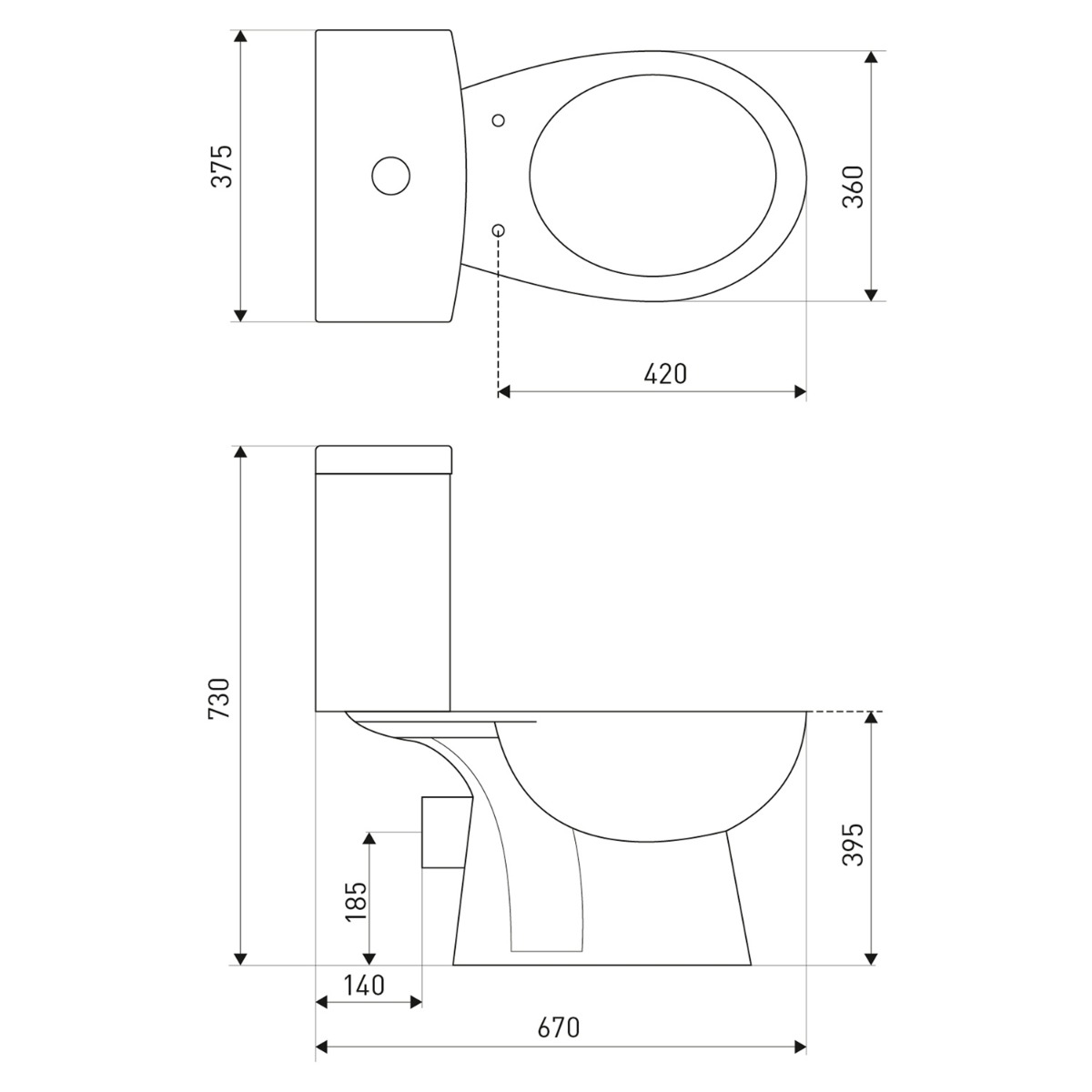 Kerra Tetra staand toilet 67x38cm wit met vortexspoelsysteem
