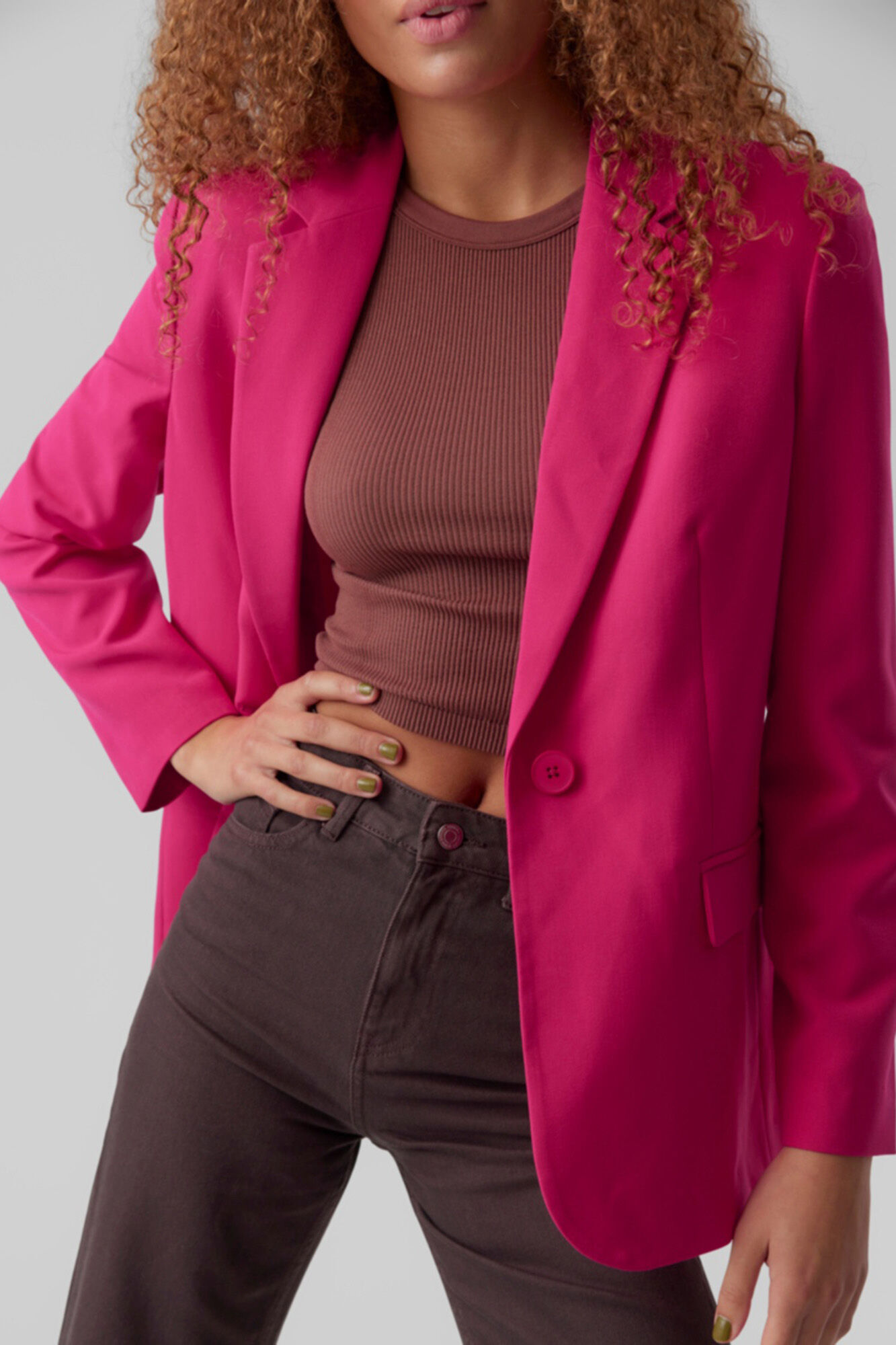 Blazer de manga comprida com bolsos - Rosa