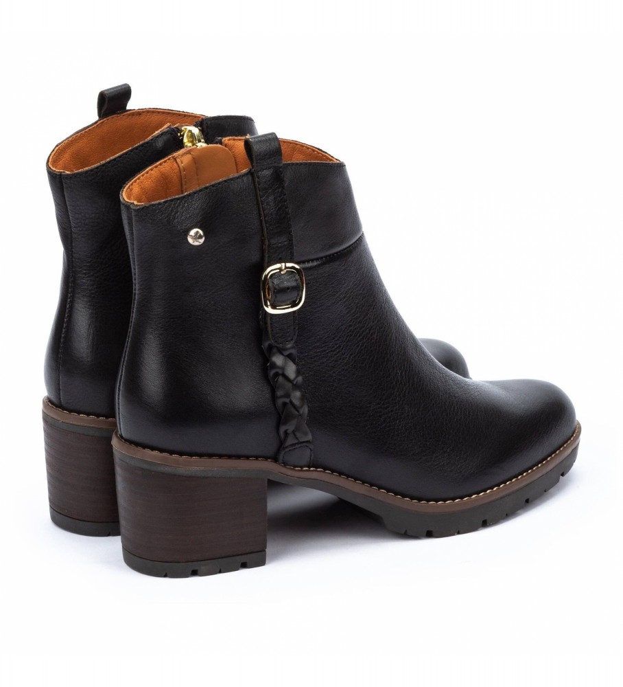 Botas de cano curto Pikolinos Llanes em couro preto - Altura do salto: 6 cm -