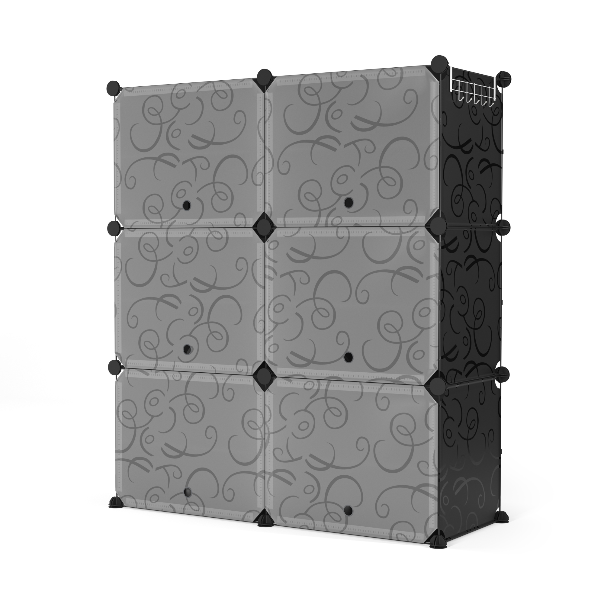 Schuhschrank Steckregal schwarz 6 Boxen