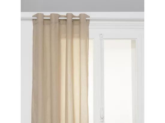 Voilage à œillets en polyester et coton Beige lin 135 x 240 cm