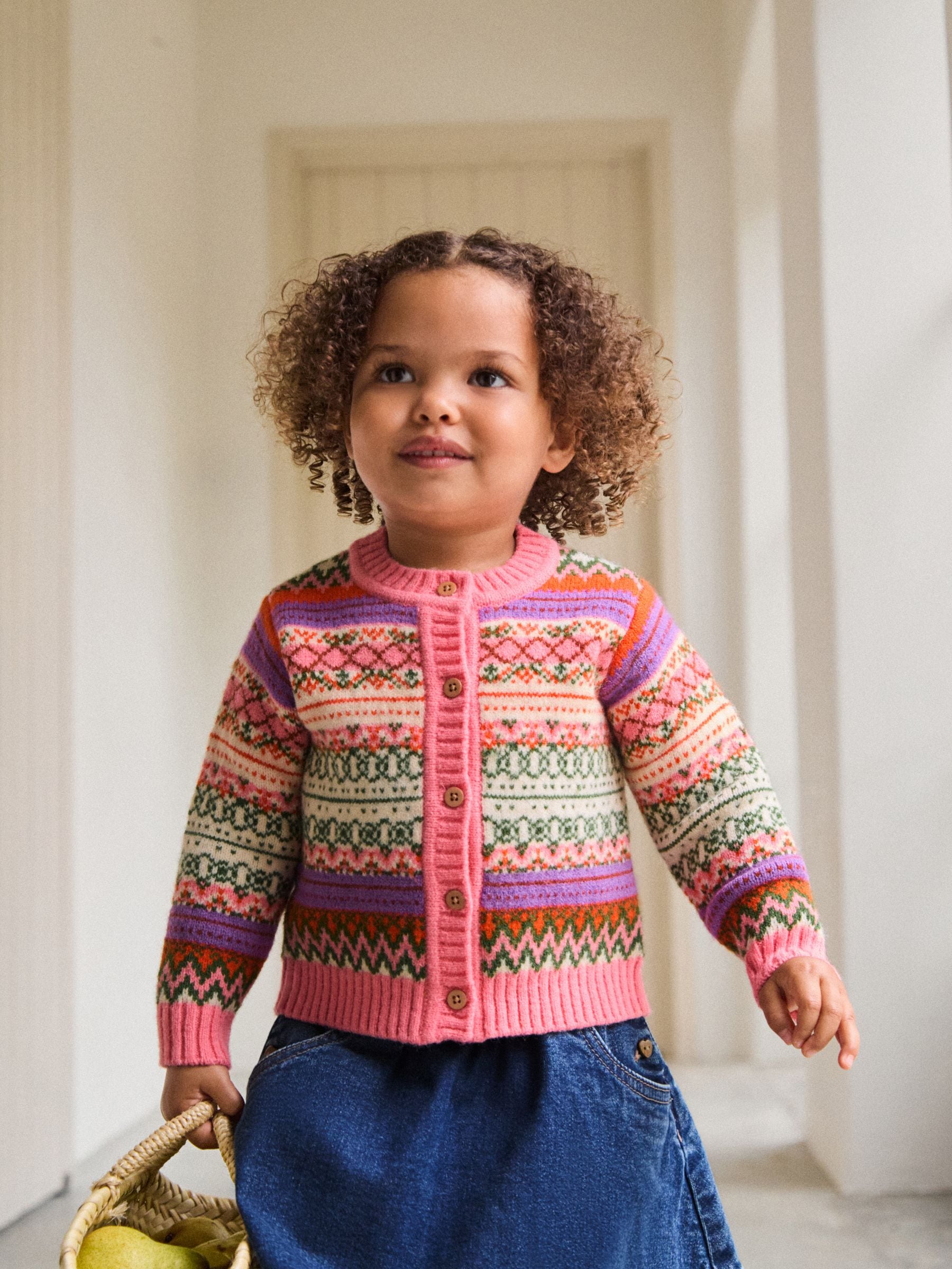 Roze - Vest met fairisle-patroon (3mnd -7jr)