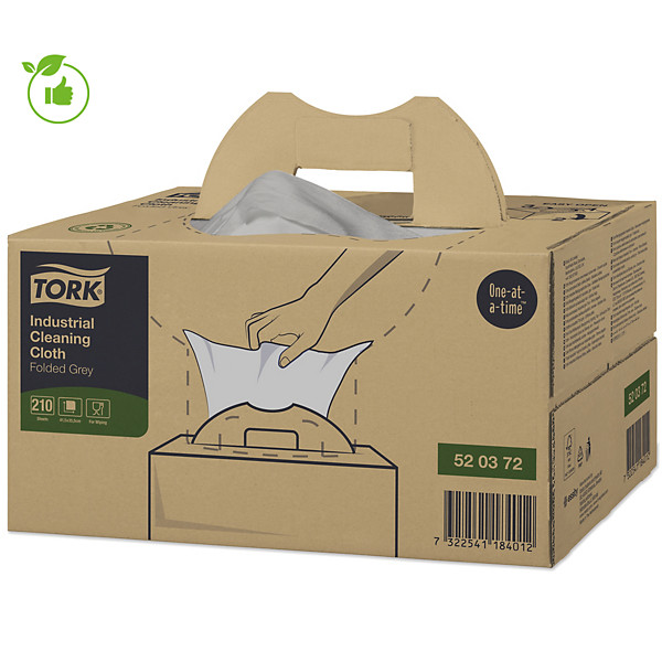 Chiffons de nettoyage industriel gris Tork, boite Handy-box de 210
