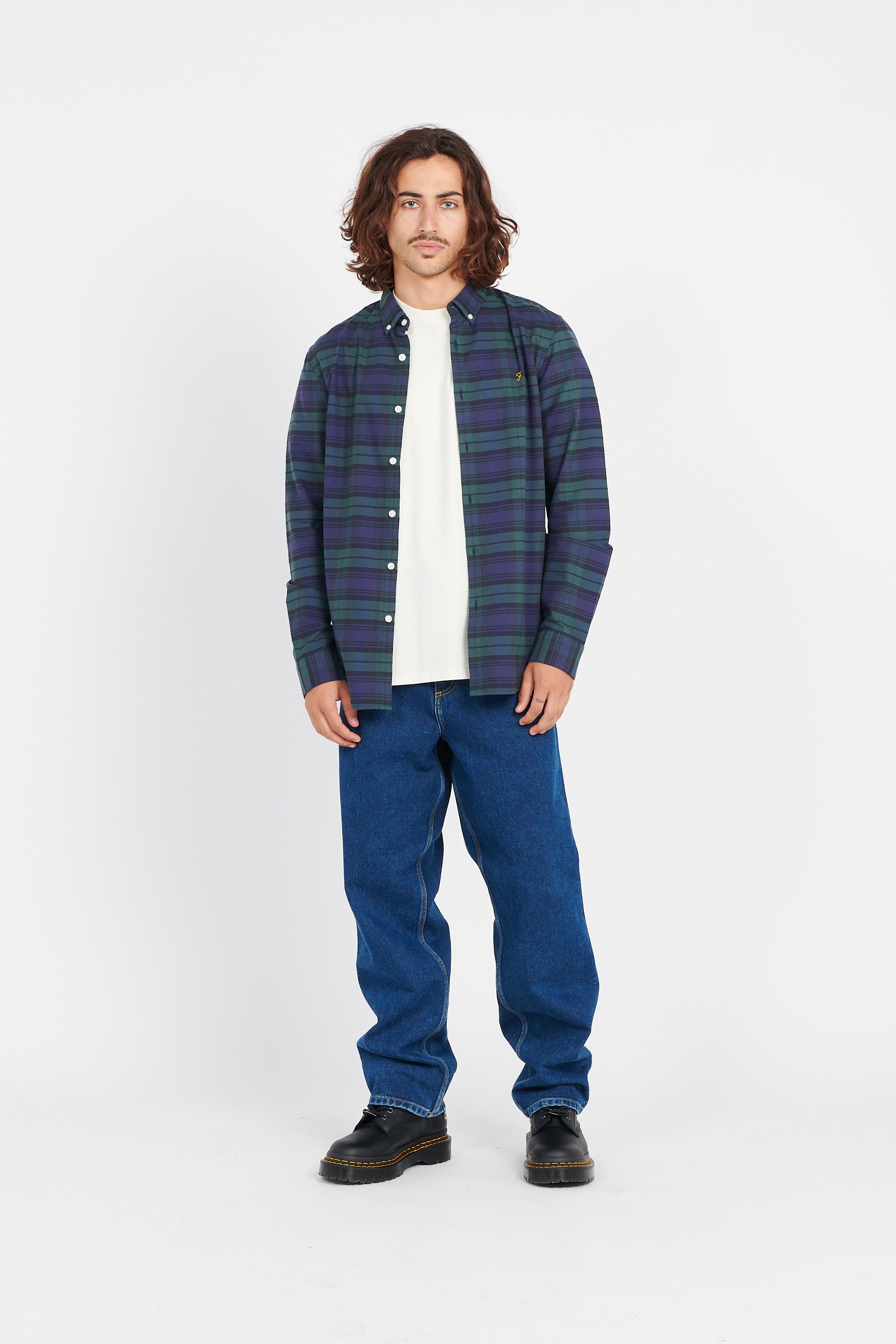 FARAH Chemise  BREWER CHECK Bleu