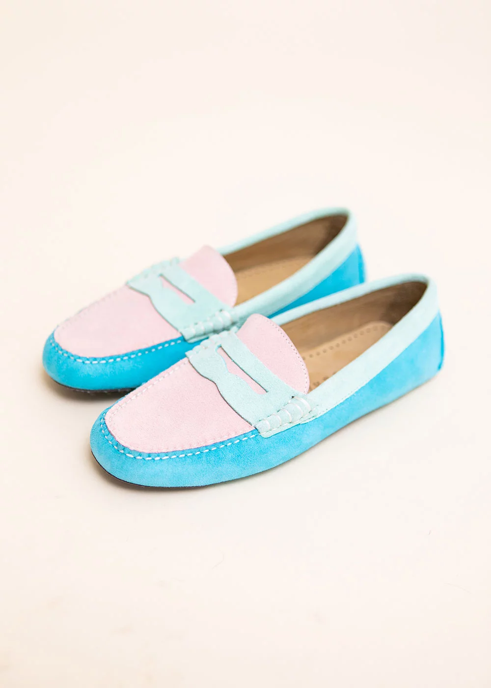 MOCASSIN BUCK DRIVER VELOURS TRICOLORE PASTEL