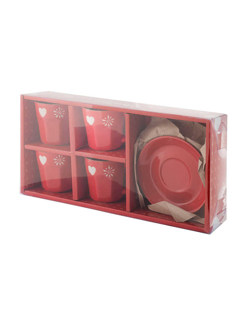 Set of 4 Chalet Coffee Cups with Saucer