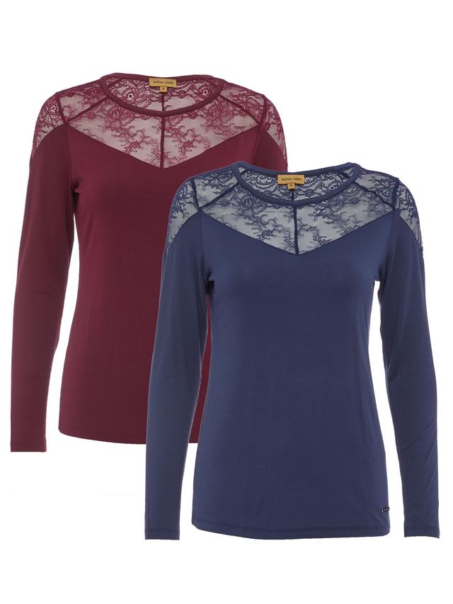 Doppelpack Shirt mit Spitze