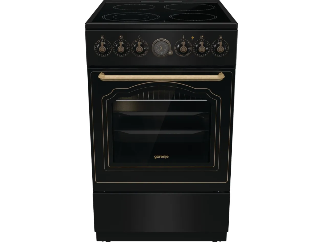 Gorenje Classico GECS5B70CLB - Komfur - med dampfunktion - fritstående - bredde: 50 cm - dybde: 59.4 cm - højde: 85 cm - med selv-rengøring - sort