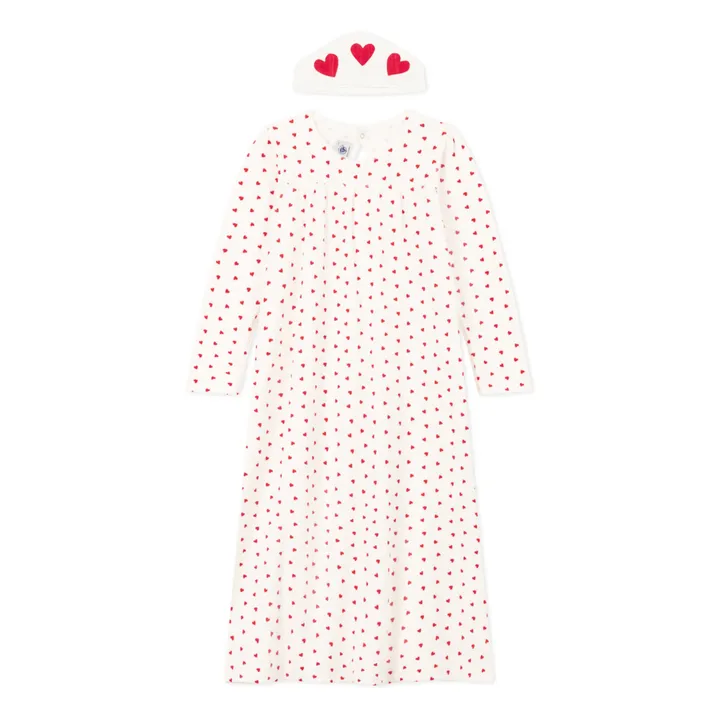 Petit Bateau Chemise de Nuit + Tiare Cœur en Velours | Ecru