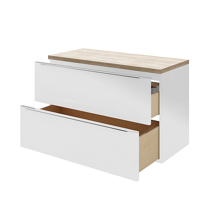 Meuble sous vasque à suspendre GoodHome Imandra blanc 100 cm + plan de toilette Hartland 183 cm (à redécouper)