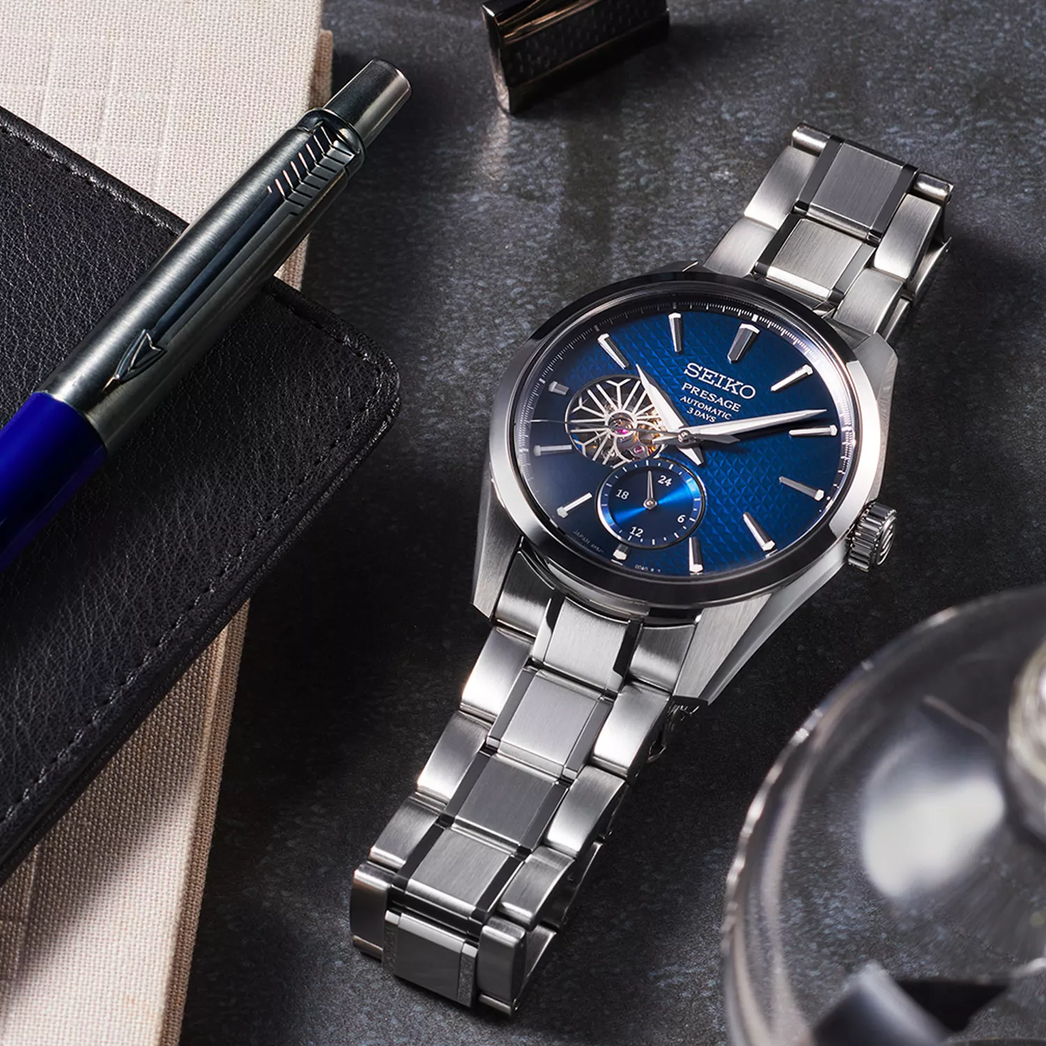 Seiko Presage 'Ao' Sharp-Edged Open Heart SPB417J1