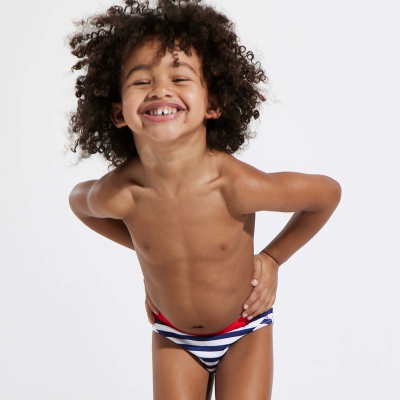 Slip de bain rayé bleu garçon