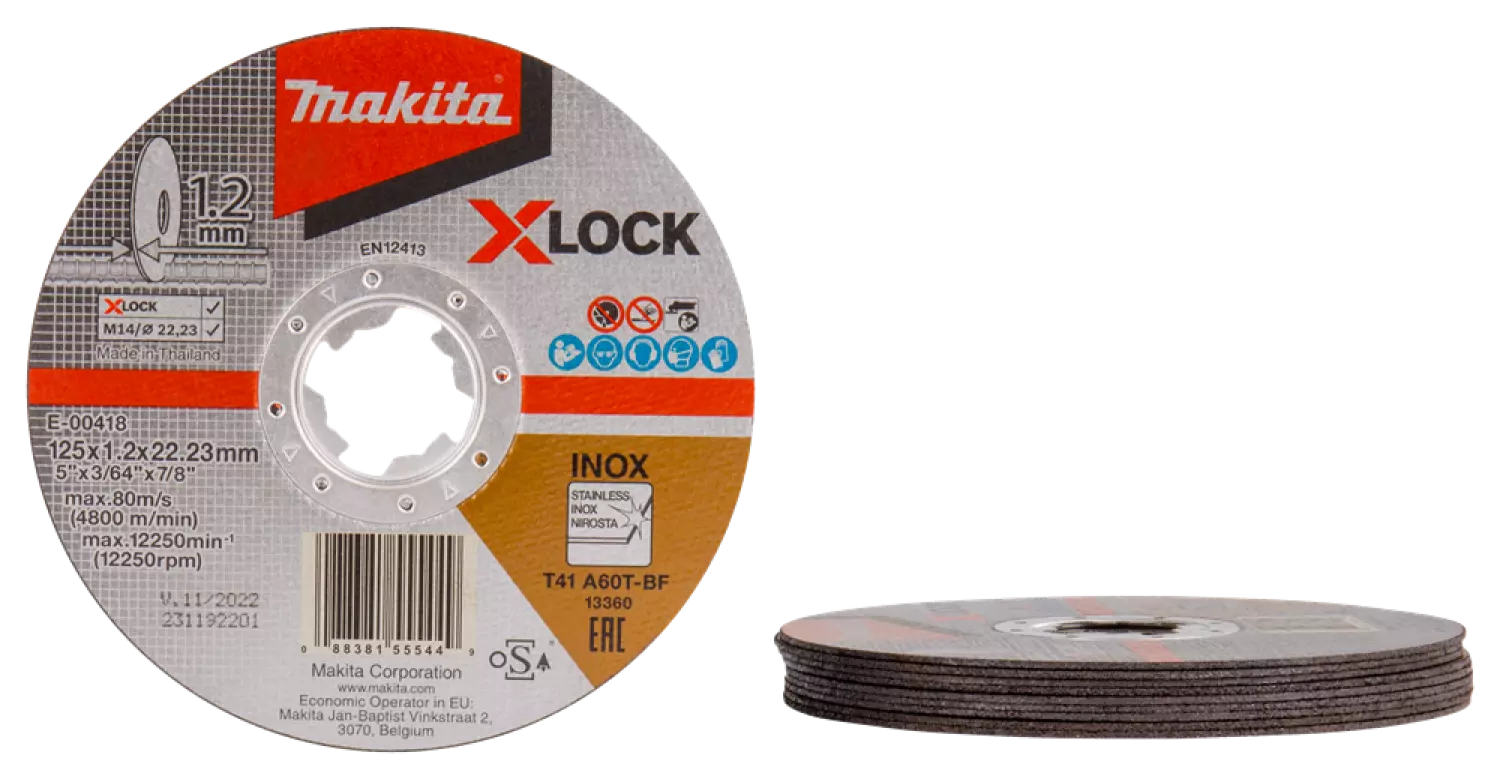 Makita E-00418 Doorslijpschijf X-Lock RVS - 125x22,23x1,2mm (10st)